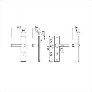 Ami VHB 251/50-379 veiligheids Rotaveer kruk-kruk langschildgarnituur SKG*** VHB deurkruk 379 Rota 251/50 profielcilinder PC 72 F1 en deurkruk 379 Rota 251/50 profielcilinder PC 72 deurdikte 38-42 mm 809200