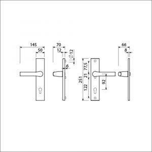 Ami VHB 251/50-379 veiligheids Rotaveer kruk-kruk langschildgarnituur SKG*** VHB deurkruk 379 Rota 251/50 profielcilinder PC 92 F1 en deurkruk 379 Rota 251/50 profielcilinder PC 92 deurdikte 38-42 mm 809300