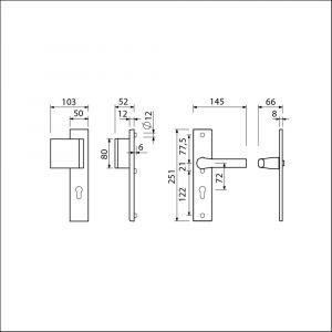 Ami VHB 251/50-90/80-379 veiligheidsvoordeur duwer-kruk Rotaveer langschildgarnituur SKG*** VHB 251/50 profielcilinder PC 72 deurduwer 90/80 links F1 en deurkruk 379 Rota 251/50 profielcilinder PC 72 deurdikte 38-42 mm 809650