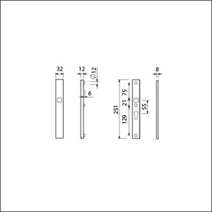 Ami VHB 251/32 veiligheidssmalschild SKG** VHB 251/32 buiten blind binnen profielcilinder PC 55 F1 deurdikte 53-57 mm 811004