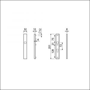 Ami VHB 251/32 veiligheidssmalschild SKG** VHB 251/32 buiten blind binnen profielcilinder PC 72 F1 deurdikte 53-57 mm 811006