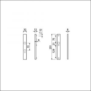 Ami VHB 251/32 veiligheidssmalschild SKG** VHB 251/32 buiten profielcilinder PC 72 binnen blind F1 deurdikte 53-57 mm 811018