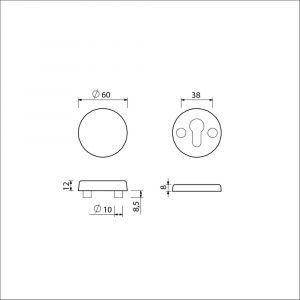 Ami VHB rond rozet veiligheidsrozet SKG*** VHB rozet rond buiten blind binnen profielcilinder PC F1 deurdikte 38-42 mm 816120