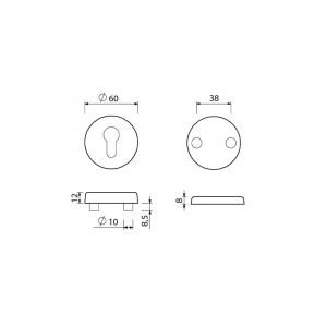 Ami VHB rond rozet veiligheidsrozet SKG*** VHB rozet rond buiten profielcilinder PC binnen blind F1 deurdikte 38-42 mm 816123