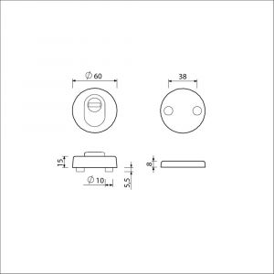 Ami VHB rond rozet KT veiligheidsrozet SKG*** VHB rozet rond buiten 15 mm KT binnen blind F1 deurdikte 38-42 mm 820023