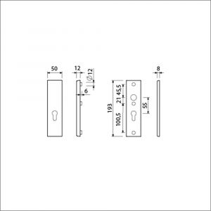 Ami VHB 193/50 veiligheidskortschild SKG*** VHB 193/50 buiten zonder krukgat profielcilinder PC 55 binnen profielcilinder PC 55 F1 deurdikte 38-45 821094