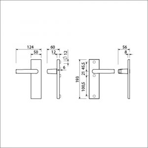 Ami VHB 193/50 veiligheidskortschild SKG*** VHB 193/50 buiten en binnen blind met deurkruk 332 F1 deurdikte 38-42 mm 821103