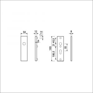 Ami VHB 193/50 veiligheidskortschild SKG*** VHB 193/50 buiten blind binnen profielcilinder PC 55 F1 deurdikte 38-42 mm 821118