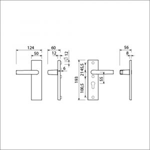 Ami VHB 193/50 veiligheidskortschild SKG*** VHB 193/50 buiten blind binnen profielcilinder PC 55 met deurkruk 332 F1 deurdikte 38-42 mm 821121