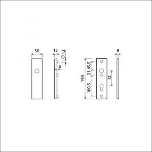 Ami VHB 193/50 veiligheidskortschild SKG*** VHB 193/50 buiten blind binnen profielcilinder PC 72 F1 deurdikte 38-42 mm 821151