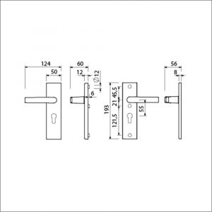 Ami VHB 193/50 veiligheidskortschild SKG*** VHB 193/50 buiten en binnen profielcilinder PC 55 met deurkruk 332 F1 deurdikte 38-42 mm 821206