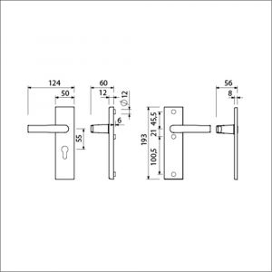 Ami VHB 193/50 veiligheidskortschild SKG*** VHB 193/50 buiten profielcilinder PC 55 binnen blind met deurkruk 332 F1 deurdikte 38-42 mm 821236