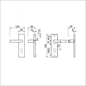 Ami VHB 193/50 veiligheidskortschild SKG*** VHB 193/50 buiten en binnen profielcilinder PC 72 en deurkruk 332 F1 deurdikte 38-42 mm 821406