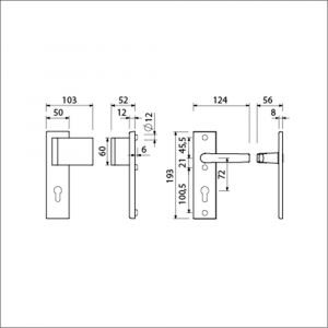 Ami VHB 193/50-90/60 veiligheidsvoordeur-duwerkortschildgarnituur SKG*** VHB 193/50 deurduwer 90/60 rechts buiten en binnen profielcilinder PC 72 en deurkruk 332 F1 deurdikte 38-42 mm 823216