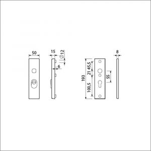 Ami VHB 193/15 KT veiligheidskortschild SKG*** kerntrekbeveiliging VHB 193/15 buiten kerntrek KT 55 en binnen profielcilinder PC 55 F1 deurdikte 38-42 mm 834204