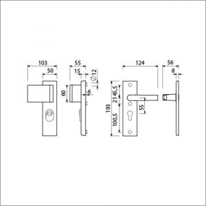 Ami VHB 193/15-90/60 KT veiligheidsvoordeur-duwerkortschild SKG*** kerntrekbeveiliging VHB 193/15 deurduwer 90/60 links KT 55 binnen profielcilinder PC 55 en deurkruk 332 F1 deurdikte 38-42 mm 834306