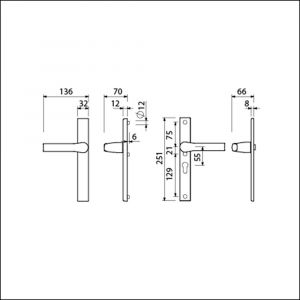 Ami VHB 251/32-379 veiligheids Rotaveer kruk-kruk smalschildgarnituur SKG** VHB deurkruk 379 Rota 251/32 blind F1 en deurkruk 379 Rota 251/32 profielcilinder PC 55 deurdikte 53-57 mm 840104