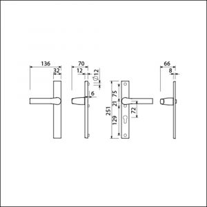 Ami VHB 251/32-379 veiligheids Rotaveer kruk-kruk smalschildgarnituur SKG** VHB deurkruk 379 Rota 251/32 blind F1 en deurkruk 379 Rota 251/32 profielcilinder PC 72 deurdikte 53-57 mm 840106