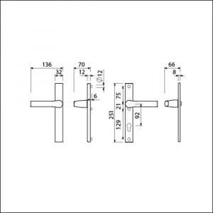 Ami VHB 251/32-379 veiligheids Rotaveer kruk-kruk smalschildgarnituur SKG** VHB deurkruk 379 Rota 251/32 blind F1 en deurkruk 379 Rota 251/32 profielcilinder PC 92 deurdikte 53-57 mm 840109