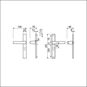 Ami VHB 251/32-379 veiligheids Rotaveer kruk-kruk smalschildgarnituur SKG** VHB deurkruk 379 Rota 251/32 profielcilinder PC 55 F1 en deurkruk 379 Rota 251/32 profielcilinder PC 55 deurdikte 53-57 mm 840114