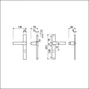 Ami VHB 251/32-379 veiligheids Rotaveer kruk-kruk smalschildgarnituur SKG** VHB deurkruk 379 Rota 251/32 profielcilinder PC 72 F1 en deurkruk 379 Rota 251/32 profielcilinder PC 72 deurdikte 53-57 mm 840116