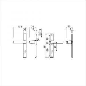 Ami VHB 251/32-379 veiligheids Rotaveer kruk-kruk smalschildgarnituur SKG** VHB deurkruk 379 Rota 251/32 profielcilinder PC 92 F1 en deurkruk 379 Rota 251/32 profielcilinder PC 92 deurdikte 53-57 mm 840119