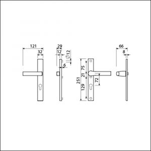 Ami VHB 251/32-353 veiligheids Rotaveer kruk-kruk smalschildgarnituur SKG** VHB 251/32 profielcilinder PC 72 deurkruk 353 vastdraaibaar F1 en deurkruk 379 Rota 251/32 profielcilinder PC 72 deurdikte 53-57 mm 840140