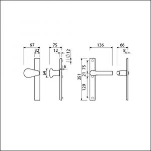 Ami VHB 251/32-173-379 veiligheids Rotaveer knop-kruk smalschildgarnituur SKG** VHB knop 173 Rota 251/32 blind F1 en deurkruk 379 Rota 251/32 blind deurdikte 53-57 mm 840260