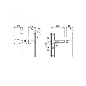 Ami VHB 251/32-173-379 veiligheids Rotaveer knop-kruk smalschildgarnituur SKG** VHB knop 173 Rota 251/32 profielcilinder PC 55 F1 en deurkruk 379 Rota 251/32 profielcilinder PC 55 deurdikte 53-57 mm 840264