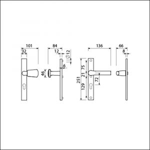 Ami VHB 251/32-166-379 veiligheids Rotaveer knop-kruk smalschildgarnituur SKG** VHB 251/32 profielcilinder PC 72 Kn 166 rechts F1 en deurkruk 379 Rota 251/32 profielcilinder PC 72 deurdikte 53-57 mm 840284