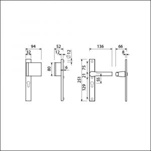 Ami VHB 251/32-90/80-379 veiligheids Rotaveer duwer-kruk smalschildgarnituur SKG** VHB 251/32 profielcilinder PC 55 deurduwer 90/80 rechts F1 en deurkruk 379 Rota 251/32 profielcilinder PC 55 deurdikte 53-57 mm 840304