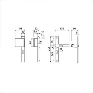 Ami VHB 251/32-90/80-379 veiligheids Rotaveer duwer-kruk smalschildgarnituur SKG** VHB 251/32 profielcilinder PC 55 deurduwer 90/80 links F1 en deurkruk 379 Rota 251/32 profielcilinder PC 55 deurdikte 53-57 mm 840305