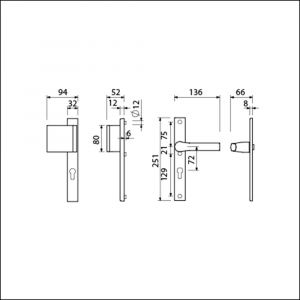 Ami VHB 251/32-90/80-379 veiligheids Rotaveer duwer-kruk smalschildgarnituur SKG** VHB 251/32 profielcilinder PC 72 deurduwer 90/80 links F1 en deurkruk 379 Rota 251/32 profielcilinder PC 72 deurdikte 53-57 mm 840317