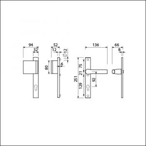 Ami VHB 251/32-90/80-379 veiligheids Rotaveer duwer-kruk smalschildgarnituur SKG** VHB 251/32 profielcilinder PC 92 deurduwer 90/80 links F1 en deurkruk 379 Rota 251/32 profielcilinder PC 92 deurdikte 53-57 mm 840329