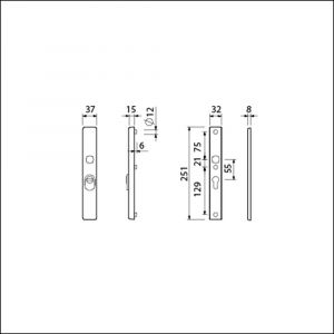 Ami VHB 251/37 KT veiligheidssmalschild SKG*** kerntrekbeveiliging VHB 251/37 buiten kerntrek KT 55 en 251/32 binnen profielcilinder PC 55 F1 deurdikte 53-57 mm 843002