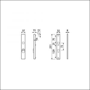 Ami VHB 251/37 KT veiligheidssmalschild SKG*** kerntrekbeveiliging VHB 251/37 buiten kerntrek KT 72 en 251/32 binnen profielcilinder PC 72 F1 deurdikte 53-57 mm 843004