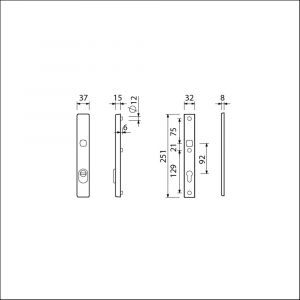 Ami VHB 251/37 KT veiligheidssmalschild SKG*** kerntrekbeveiliging VHB 251/37 buiten kerntrek KT 92 en 251/32 binnen profielcilinder PC 92 F1 deurdikte 53-57 mm 843006