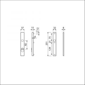 Ami VHB 251/37 KT veiligheidssmalschild SKG*** kerntrekbeveiliging VHB 251/37 buiten kerntrek KT 92 en 251/32 binnen blind F1 deurdikte 53-57 mm 843007