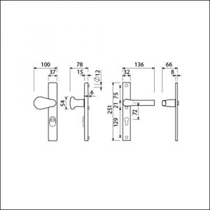 Ami VHB 251/37-173-379 KT veiligheids Rotaveer knop-kruk smalschildgarnituur SKG*** kerntrekbeveiliging VHB knop 173 Rota 251/37 KT 72 F1 en deurkruk 379 Rota 251/32 profielcilinder PC 72 deurdikte 53-57 mm 843246