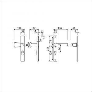 Ami VHB 251/37-166 KT veiligheids Rotaveer knop-kruk smalschildgarnituur SKG*** kerntrekbeveiliging VHB 251/37 KT 72 knop 166 links F1 en deurkruk 379 Rota 251/32 profielcilinder PC 72 deurdikte 53-57 mm 843276