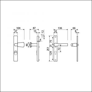 Ami VHB 251/37-166 KT veiligheids Rotaveer knop-kruk smalschildgarnituur SKG*** kerntrekbeveiliging VHB 251/37 KT 72 knop 166 rechts F1 en deurkruk 379 Rota 251/32 profielcilinder PC 72 deurdikte 53-57 mm 843278