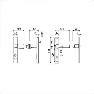 Ami VHB 251/37-166 KT veiligheids Rotaveer knop-kruk smalschildgarnituur SKG*** kerntrekbeveiliging VHB 251/37 KT 92 knop 166 rechts F1 en deurkruk 379 Rota 251/32 profielcilinder PC 92 deurdikte 53-57 mm 843288