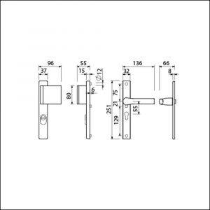 Ami VHB 251/37-90/80 KT veiligheids Rotaveer duwer-kruk smalschildgarnituur SKG*** kerntrekbeveiliging VHB 251/37 KT 55 deurduwer 90/80 rechts F1 en deurkruk 379 Rota 251/32 profielcilinder PC 55 deurdikte 53-57 mm 843307