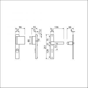 Ami VHB 251/37-90/80 KT veiligheids Rotaveer duwer-kruk smalschildgarnituur SKG*** kerntrekbeveiliging VHB 251/37 KT 72 deurduwer 90/80 rechts F1 en deurkruk 379 Rota 251/32 profielcilinder PC 72 deurdikte 53-57 mm 843317