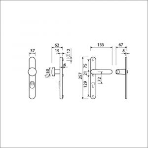 Ami VHB 257/37/2-169/50 KT veiligheids Rotaveer knop-kruk smalschildgarnituur SKG*** kerntrekbeveiliging ovaal VHB 257/37/2 KT 72 knop 169/50 F1 en deurkruk 378 Rota 257/32/2 profielcilinder PC 72 deurdikte 53-57 mm 844426