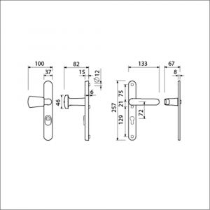 Ami VHB 257/37/2-166 KT veiligheids Rotaveer knop-kruk smalschildgarnituur SKG*** kerntrekbeveiliging ovaal VHB 257/37/2 KT 72 knop 166 links F1 en deurkruk 378 Rota 257/32/2 profielcilinder PC 72 deurdikte 53-57 mm 844576