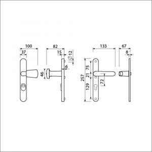 Ami VHB 257/37/2-166 KT veiligheids Rotaveer knop-kruk smalschildgarnituur SKG*** kerntrekbeveiliging ovaal VHB 257/37/2 KT 72 knop 166 rechts F1 en deurkruk 378 Rota 257/32/2 profielcilinder PC 72 deurdikte 53-57 mm 844578