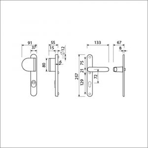 Ami VHB 257/37/2-90/83 KT veiligheids Rotaveer duwer-kruk smalschildgarnituur SKG*** kerntrekbeveiliging ovaal VHB 257/37/2 KT 72 deurduwer 90/83 links F1 en deurkruk 378 Rota 257/32/2 profielcilinder PC 72 deurdikte 53-57 mm 844616