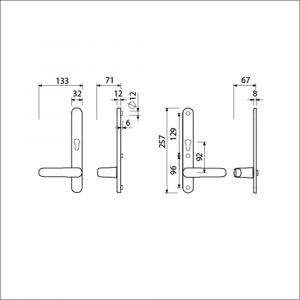 Ami VHB 257/32/2-378 veiligheids Rotaveer kruk-kruk smalschildgarnituur SKG** ovaal VHB deurkruk 378 Rota 257/32/2 profielcilinder PC 92 omkeer F1 deurdikte 63-67 mm 845198