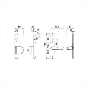 Ami VHB 257/32/2-90/83-378 veiligheids Rotaveer duwer-kruk smalschildgarnituur SKG** ovaal VHB 257/32/2 profielcilinder PC 92 omkeer 90/83 rechts en deurkruk 378 Rota Fuhr 869 deurdikte 53-57 mm 845358